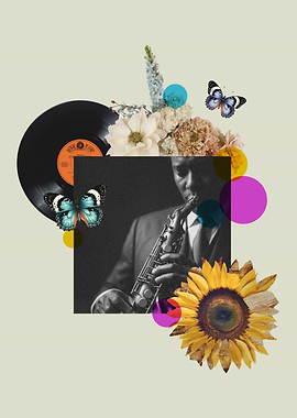 Jazz Saxophone Player with Floral Accents