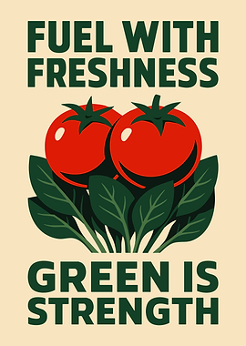 'Fuel with Freshness' Vintage Healthy Food Poster Art Illustration