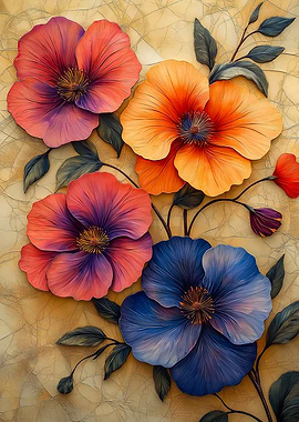 Floral Arrangement with Textured Background