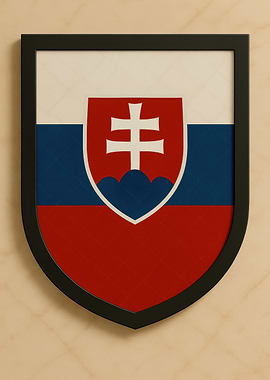 Slovakia Coat of Arms Framed - Marble look