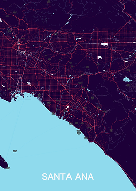 Santa Ana City Map - Night View