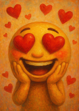 Emoji with Heart Eyes Painting