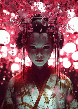 Geisha in Cherry Blossom Illumination