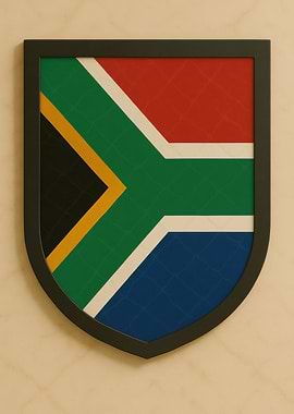 South African Flag Shield - Marble look