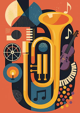 Abstract Musical Instruments Composition