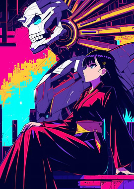 Anime Girl with Robot Companion