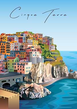 Cinque Terre, Italy, Travel Poster
