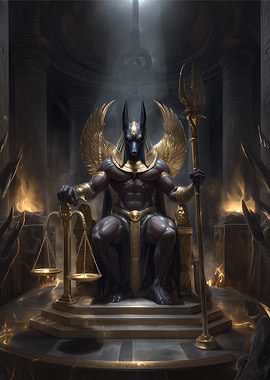 Anubis on Throne with Scales