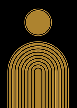 Abstract Gold Geometric Art on Black