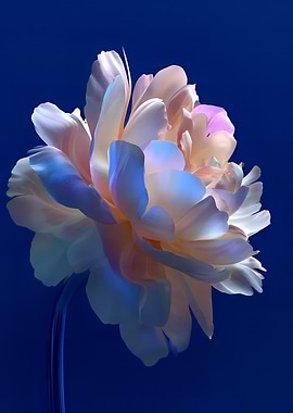 Elegant Peony Bloom on Dark Blue
