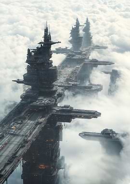Futuristic Cityscape in the Clouds