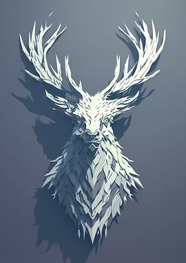 Abstract White Deer Head Sculpture