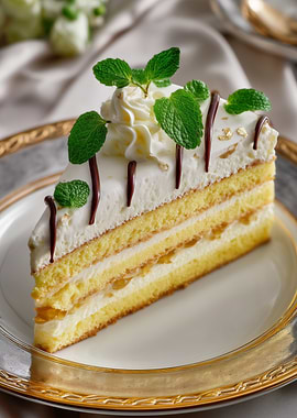 Slice of Cake with Mint