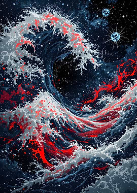 Pixelated raging night waves