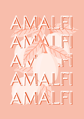 Amalfi Lemons Illustration, Italy Travel Poster