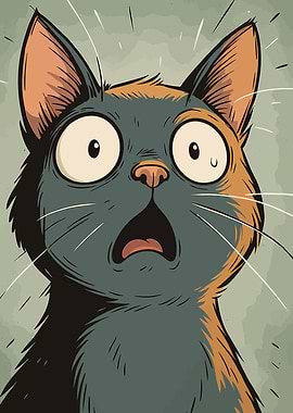 Cartoon Cat with Surprised Expression