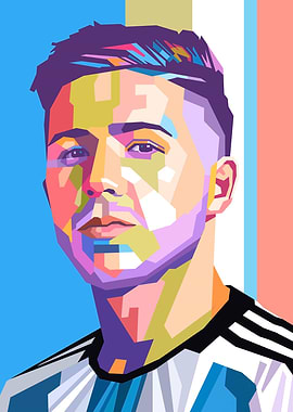 Colorful Portrait of a Soccer Player Enzo Fernandez