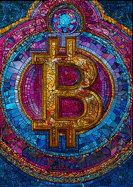 Bitcoin Stained Glass Mosaic