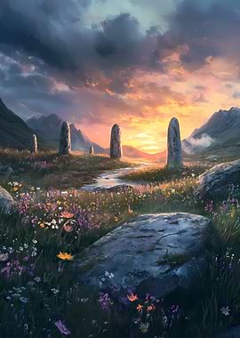 Standing Stones at Sunset