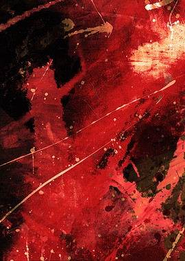 Abstract Red and Black Splatter Art