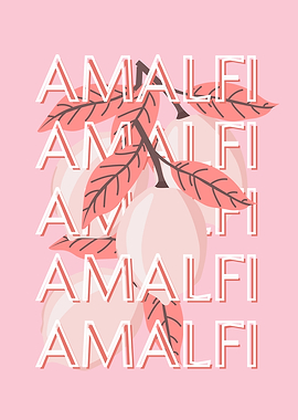 Amalfi Lemons Pink Aesthetic, Italy Travel Art