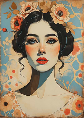 Modern Art Nouveau Woman Portrait