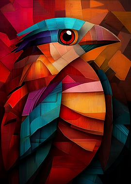 Abstract Colorful Bird Portrait
