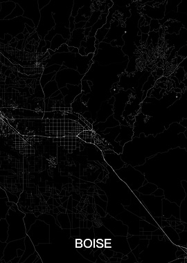 Boise City Map - Black and White