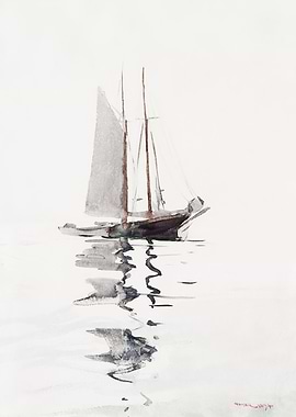 Watercolor Painting of a Sailboat