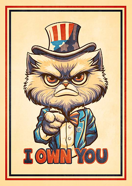 Patriotic Cat Uncle Sam Parody Poster