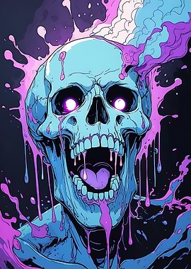 Skull with Dripping Paint