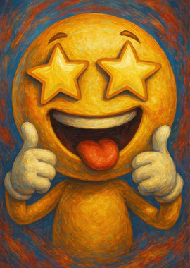 Star-Eyed Emoji Thumbs Up Painting