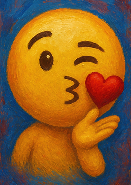Emoji Blowing Kiss Painting