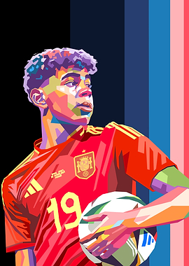 Colorful Portrait of Soccer Player Lamine Yamal
