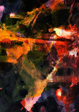 Abstract Painting with Red and Orange