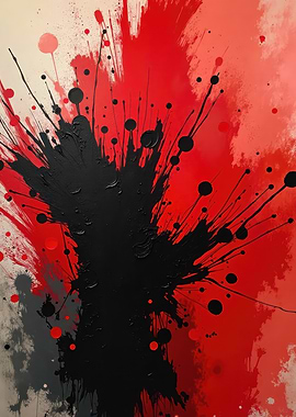 Abstract Red and Black Splatter Art