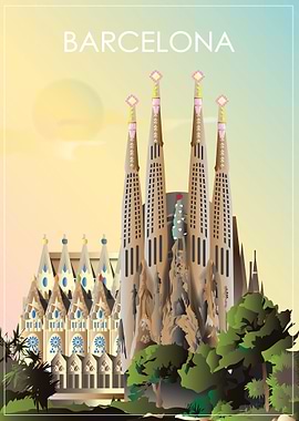 Barcelona Sagrada Familia Travel Poster