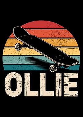 Ollie Skateboarder vintage Retro Sunset Design