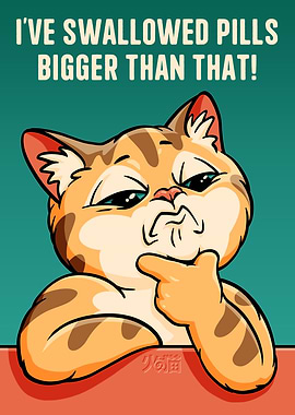 Skeptical Cat with Funny Toilet Joke