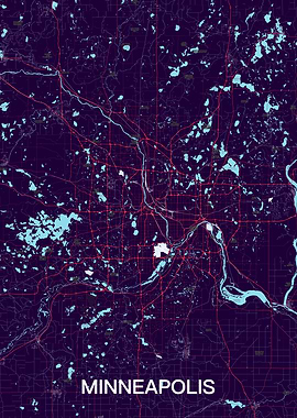 Minneapolis City Map Art