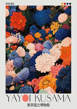 Yayoi Kusama Poster maximalist dopamine decor Japanese Wall Art Japandi Floral Print Botanical Wall Art perfect gift for her