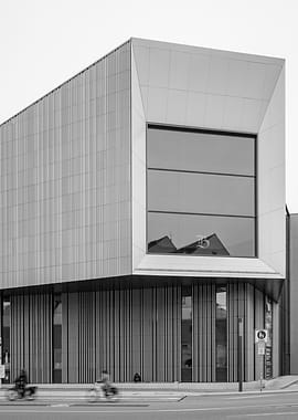 Modern Building Facade in Black and White