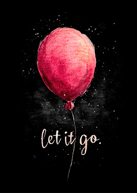 Watercolor Balloon with 'Let it Go' Text