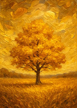 Golden Tree in Field