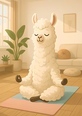 Meditating Llama in Living Room