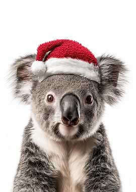 Christmas Koala with Santa Hat