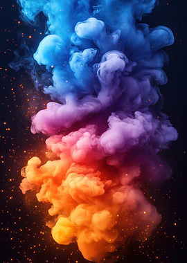 Colorful Smoke Cloud with Glittering Particles