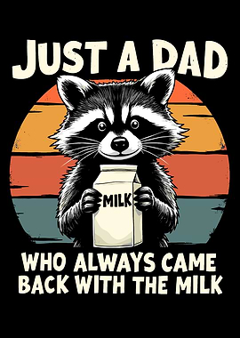 Raccoon Dad with Milk Cartoon Illustration