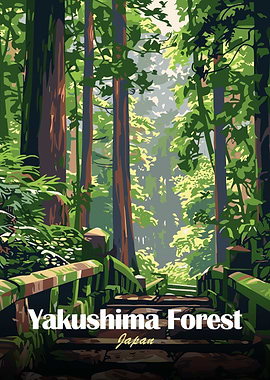 Yakushima Forest Japan Travel Poster