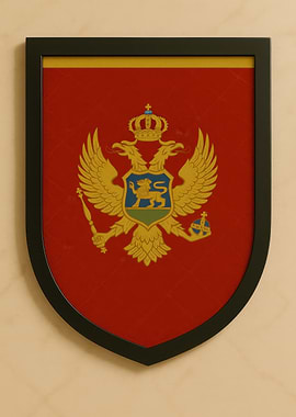 Montenegro Coat of Arms Framed - Marble look